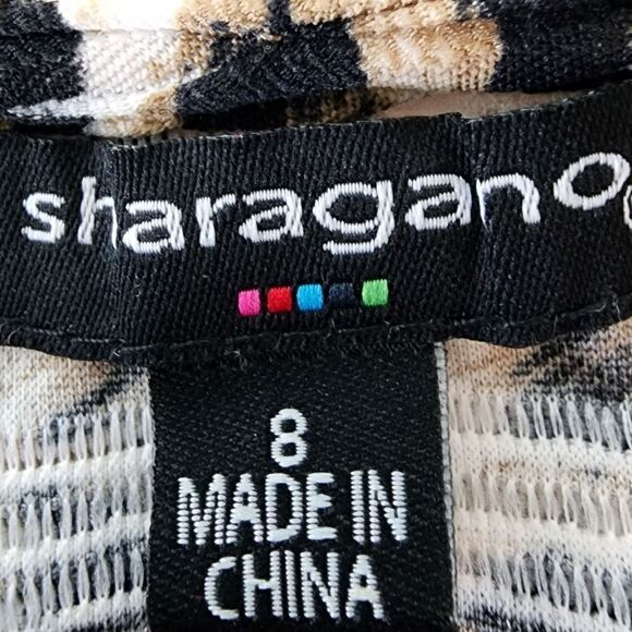 Sharagano Sheath Capped Sleeve Animal Print Bodycon Midi Dress Size 8 - Picture 6 of 7